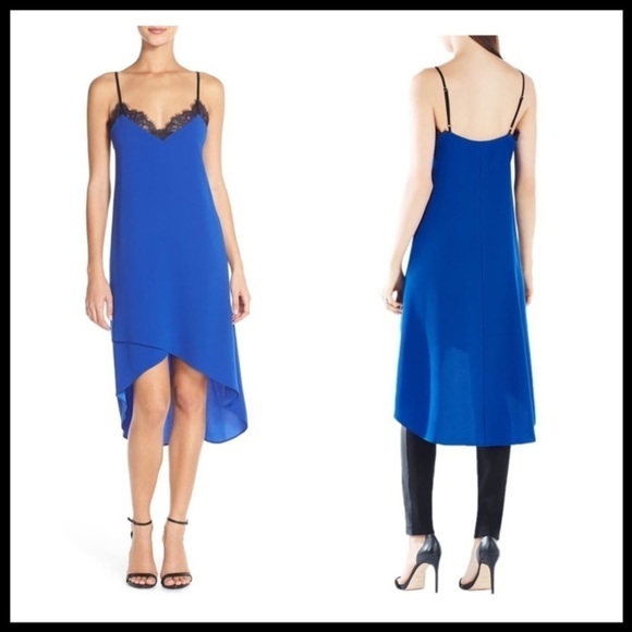 BCBG MAXAZRIA Astrella Lace Trim Crepe Slipdress - Picture 1 of 10